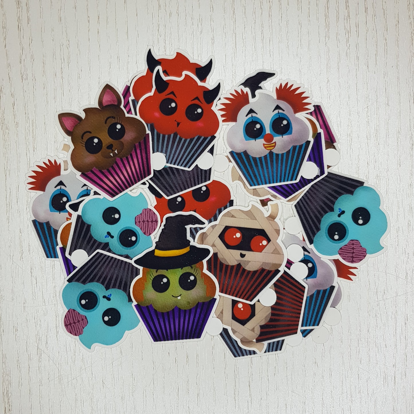 Kawaii Halloween Cupcake Vinyl Stickers