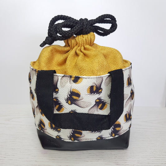 Adorable Bee-Themed Mini Storage Basket | 2-in-1 Tote & Drawstring Bag