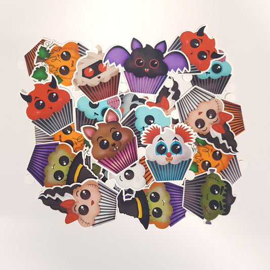 Kawaii Halloween Cupcake Vinyl Stickers