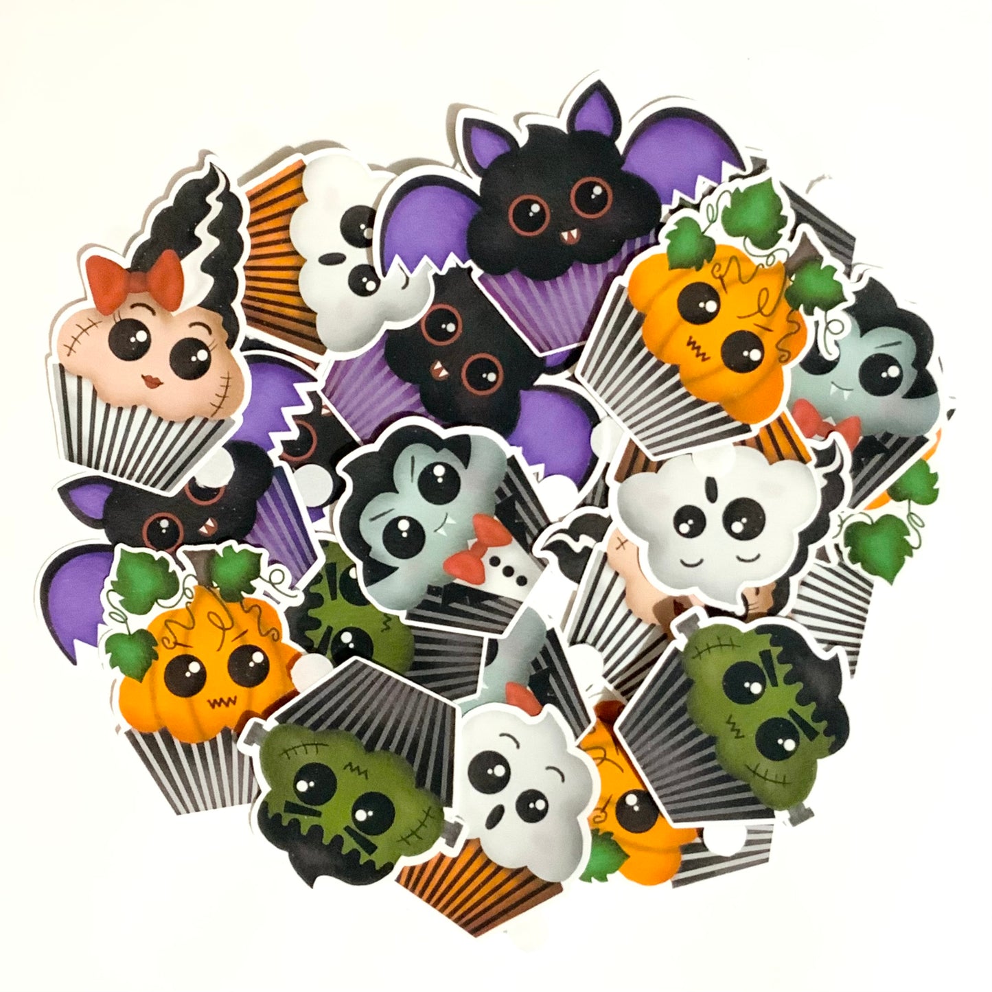 Kawaii Halloween Cupcake Vinyl Stickers
