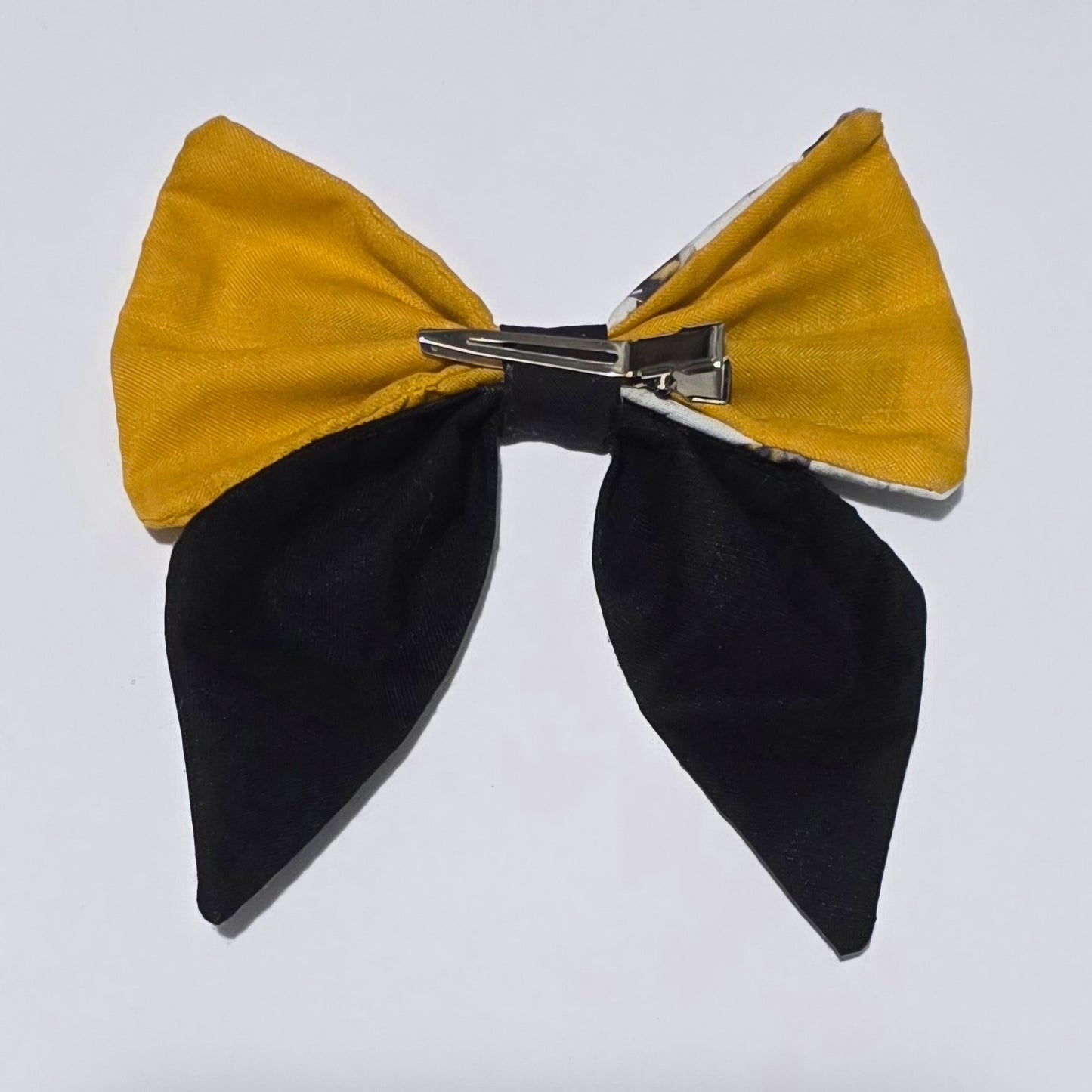 Bee-Themed Colour Block Hair Bow | Yellow & Black Fabric Bow Clip