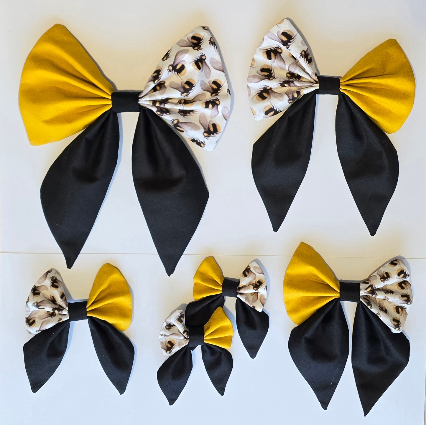 Bee-Themed Colour Block Hair Bow | Yellow & Black Fabric Bow Clip