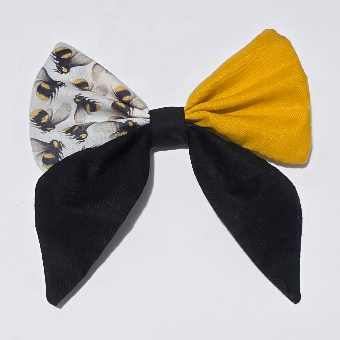 Bee-Themed Colour Block Hair Bow | Yellow & Black Fabric Bow Clip